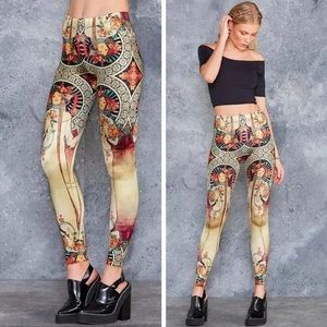 Blackmilk "La Trappistine" leggings Alphonse Mucha artist